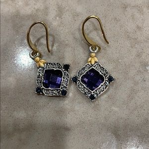 New! Natural Blue Sapphire Earrings Silver/Gold